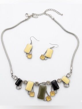 PASSION Modern Geometric Statement Necklace & Earring Set